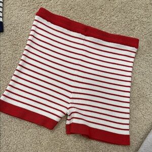 art class Red and White Striped Knit High‑Waist Shorts